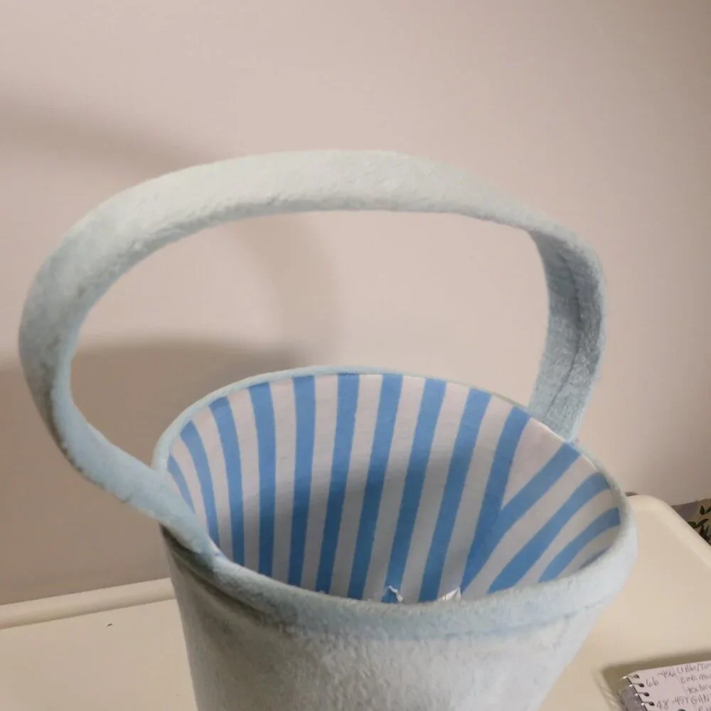 hippity hoppity fabric covered Easter basket baby blue